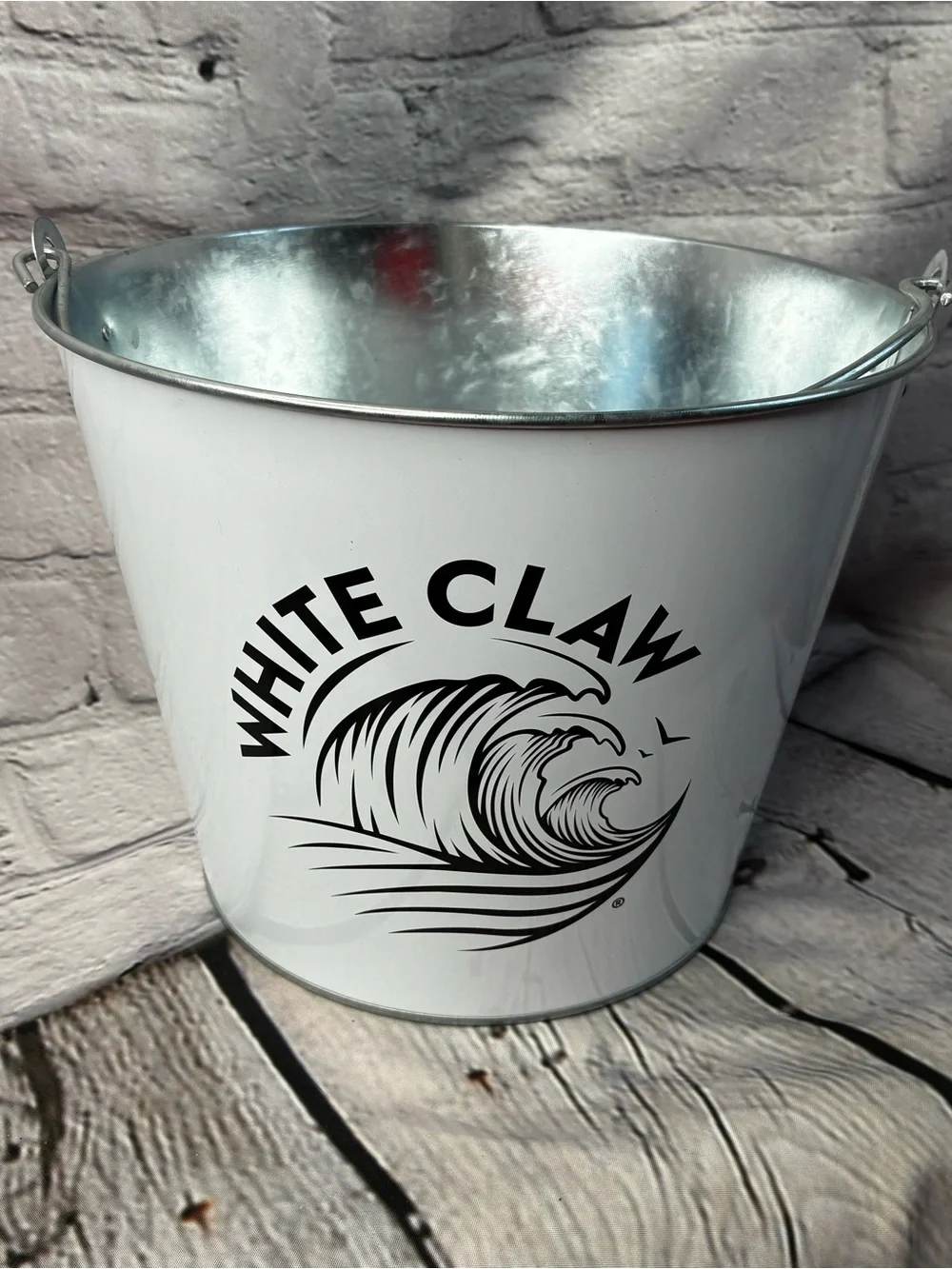 White Claw Hard Seltzer Can Metal Bucket Ice Pail Cold Drinks Bar Babe Cave GUC‎